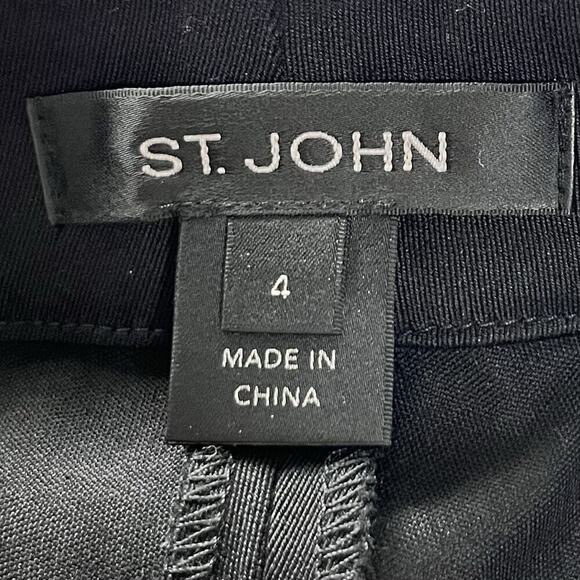 St John Cotton Straight Leg Dress Pants Size 4 Black Office Career Capsule - Picture 8 of 10